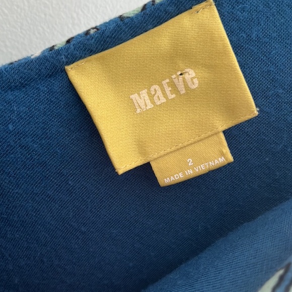 Maeve Green Blue Geometric V-neck Dress - Picture 8 of 11